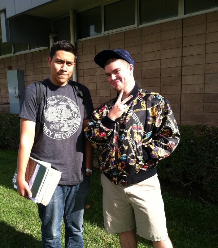 Seniors Elijah Pantoja (left) and Joe Hurley (right) are working on their own album set to be out in  early 2014. “Dapper” will be available for those who are intersted.