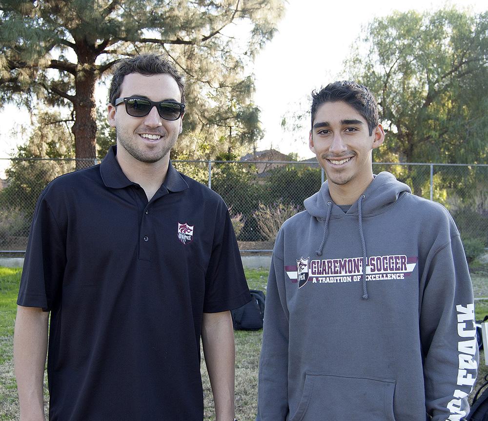 Alumni Jason Umansky (left) and Paymon Minaie (right) are both coaches for the CHS boys soccer teams. Umansky is assistant for JV, and Minaie is the assistant for Frosh/Soph.