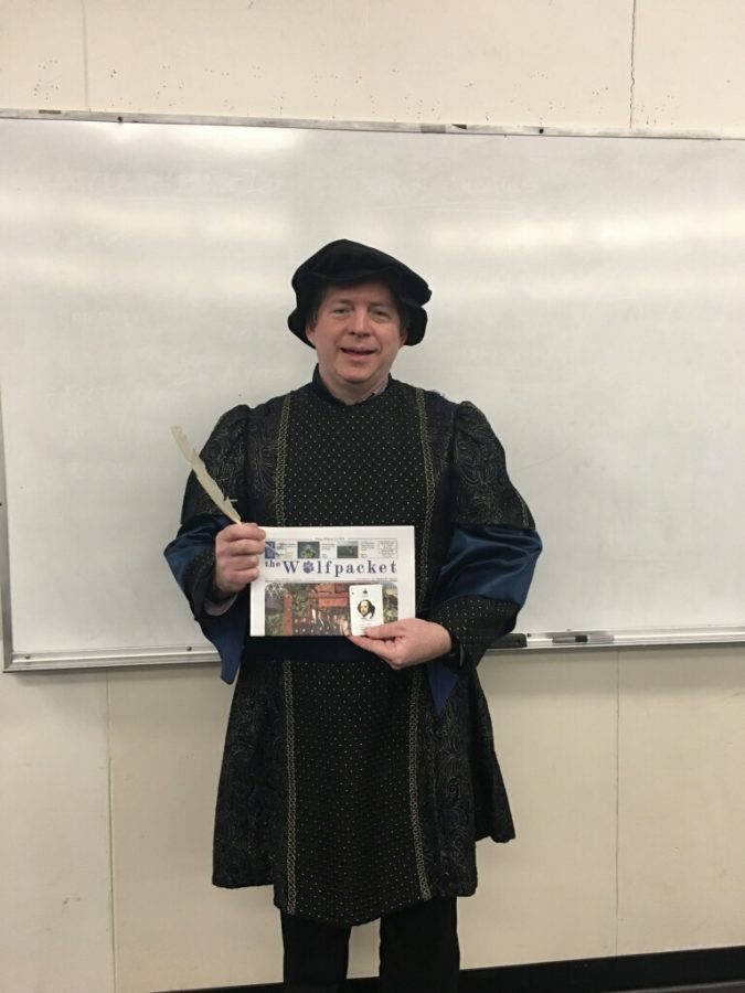Mr. Glavin as Shakespeare on Read Across America Day.