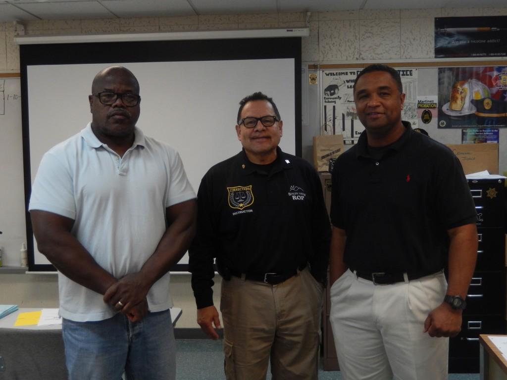 From left to right: Joe Nash, Robert Martinez, and Jose Ferreira are excited and ready to teach students about law and the legal system in the new law enforcement class.