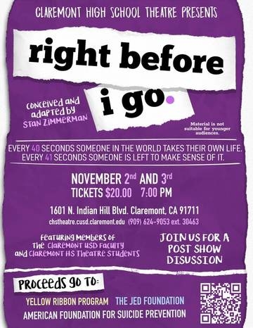 Claremont High School Theatre Presents Right Before I Go