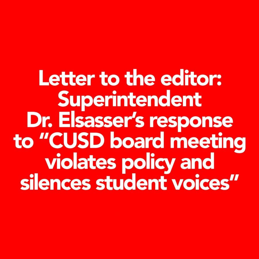 Letter to the editor: Superintendent Dr. Elsassers response to CUSD board meeting violates policy and silences student voices