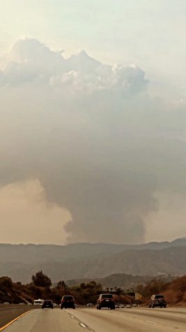 Smoke from California Wildfires looms over freeway to Claremont