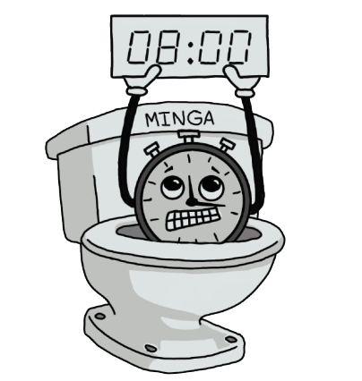 Miss Minutes is waiting for you to come back from the bathroom! The clock is ticking--hurry up!